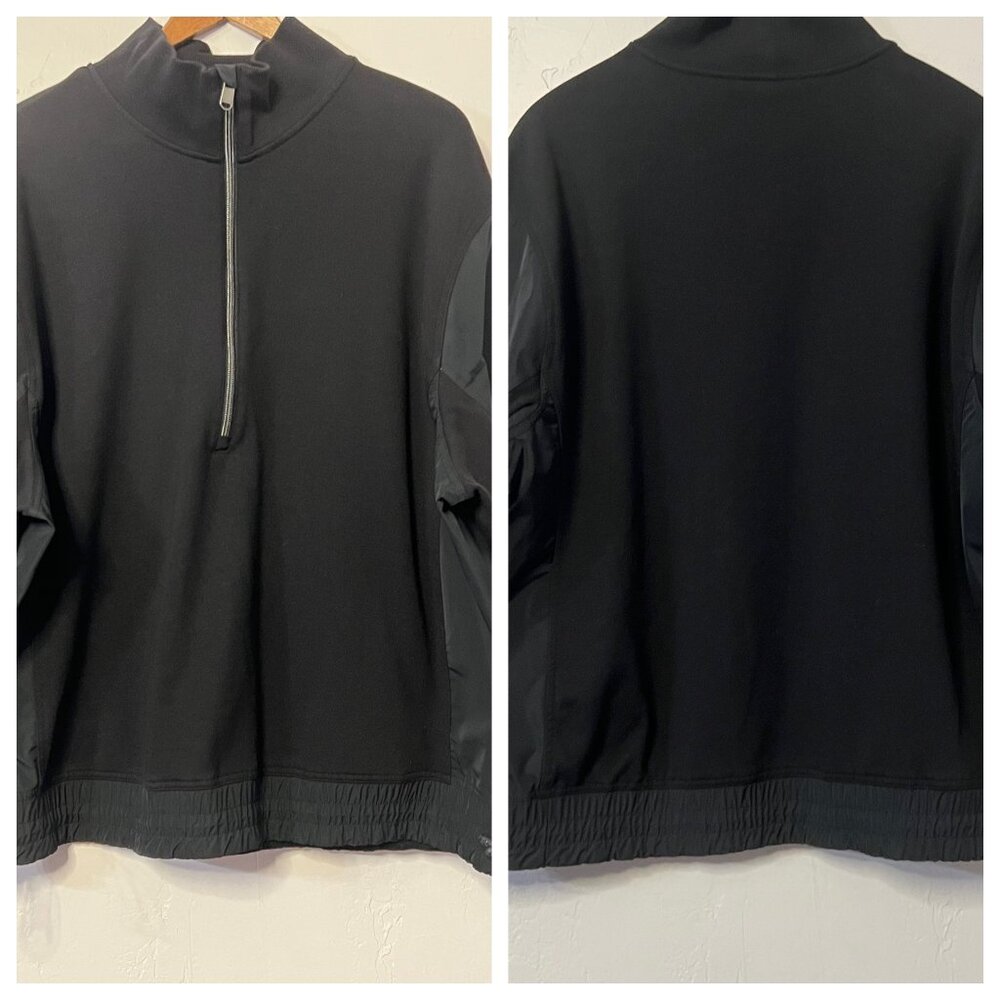Athleta Triumph Hybrid Sweatshirt XL Black 1/2 Zip Athleisure Preppy Casual